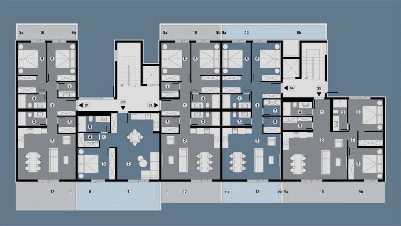 207 m² Penthouse in New Development 150 m from the Sea – 2 Floor Plan Basement S1-S5
