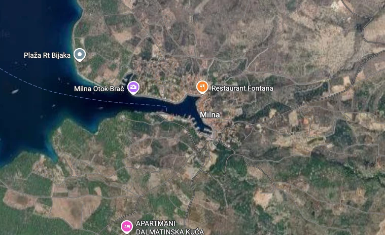 Location map: Apartment building with 8 units, Milna, Brač