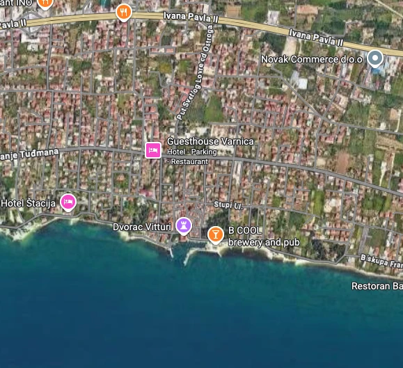Location map: Luxury Seafront Villa with Pool Near Split