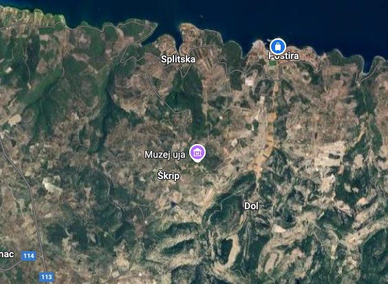 Location map: Traditional Stone House on a Large Estate, Škrip – Brač Island